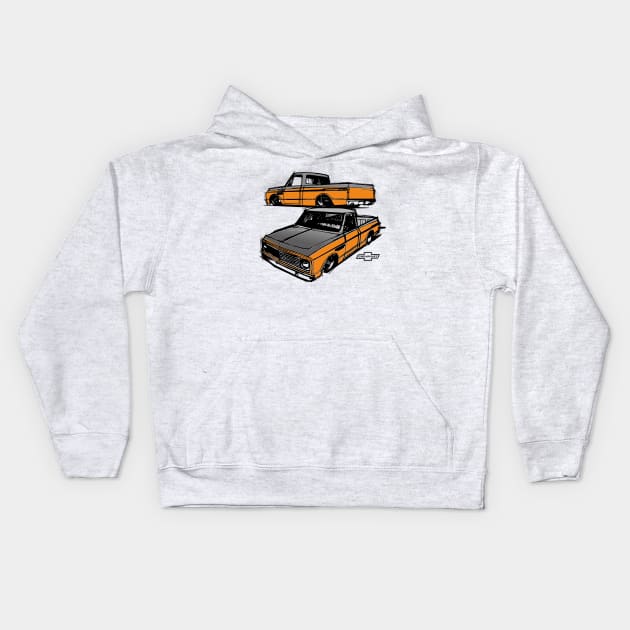 Chevy trucks Kids Hoodie by small alley co